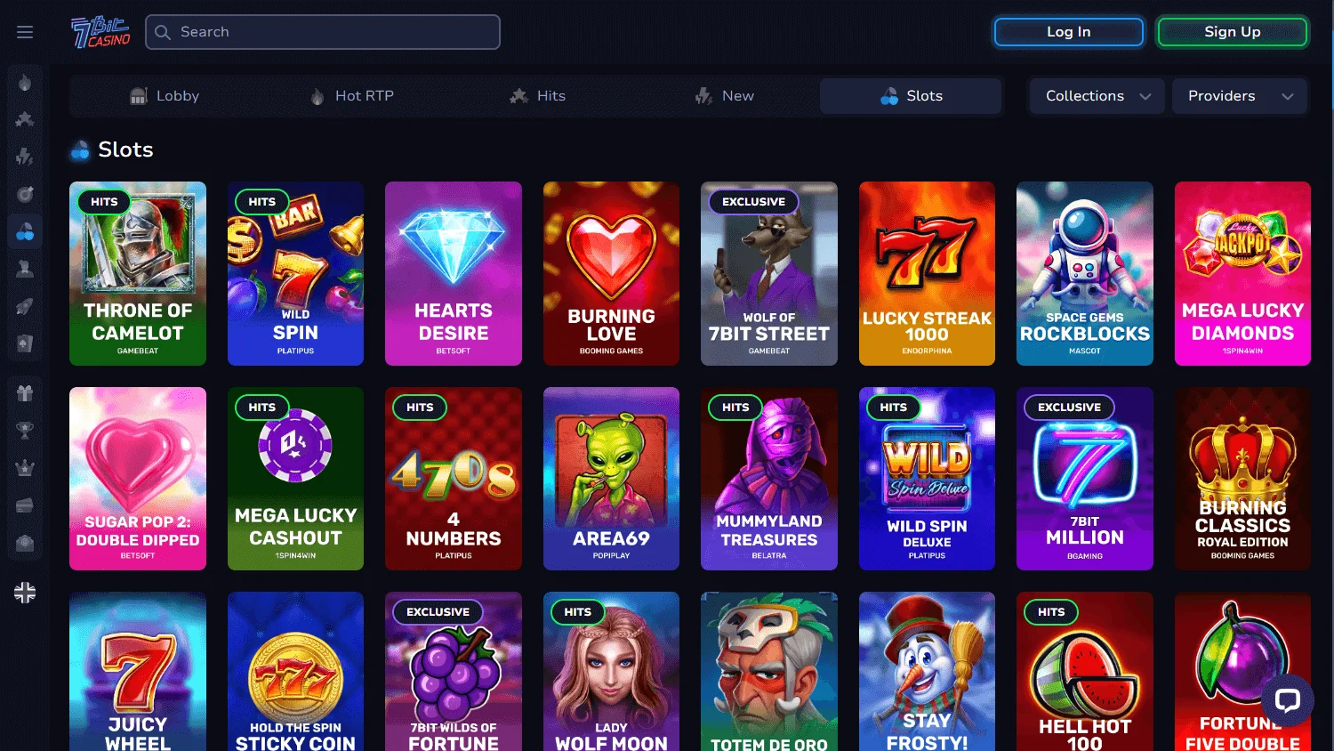 7BitCasino desktop games catalogue