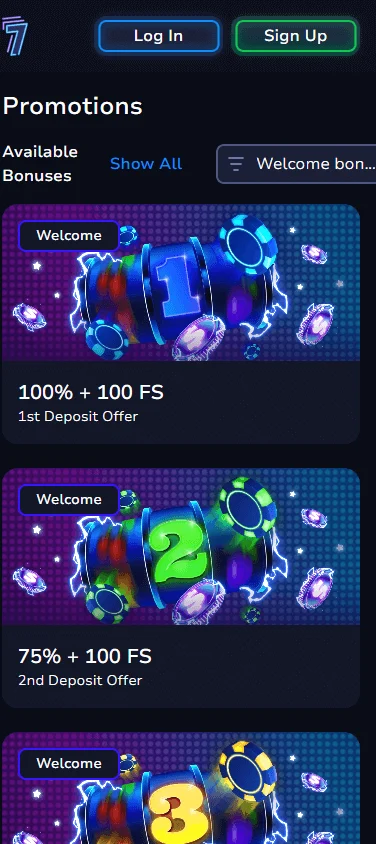 7BitCasino mobile promotions area