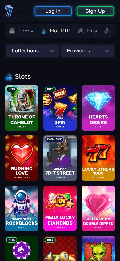 7BitCasino mobile games catalogue