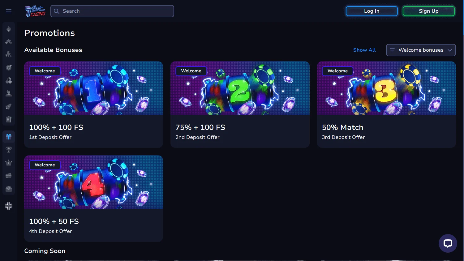 7BitCasino desktop promotions area